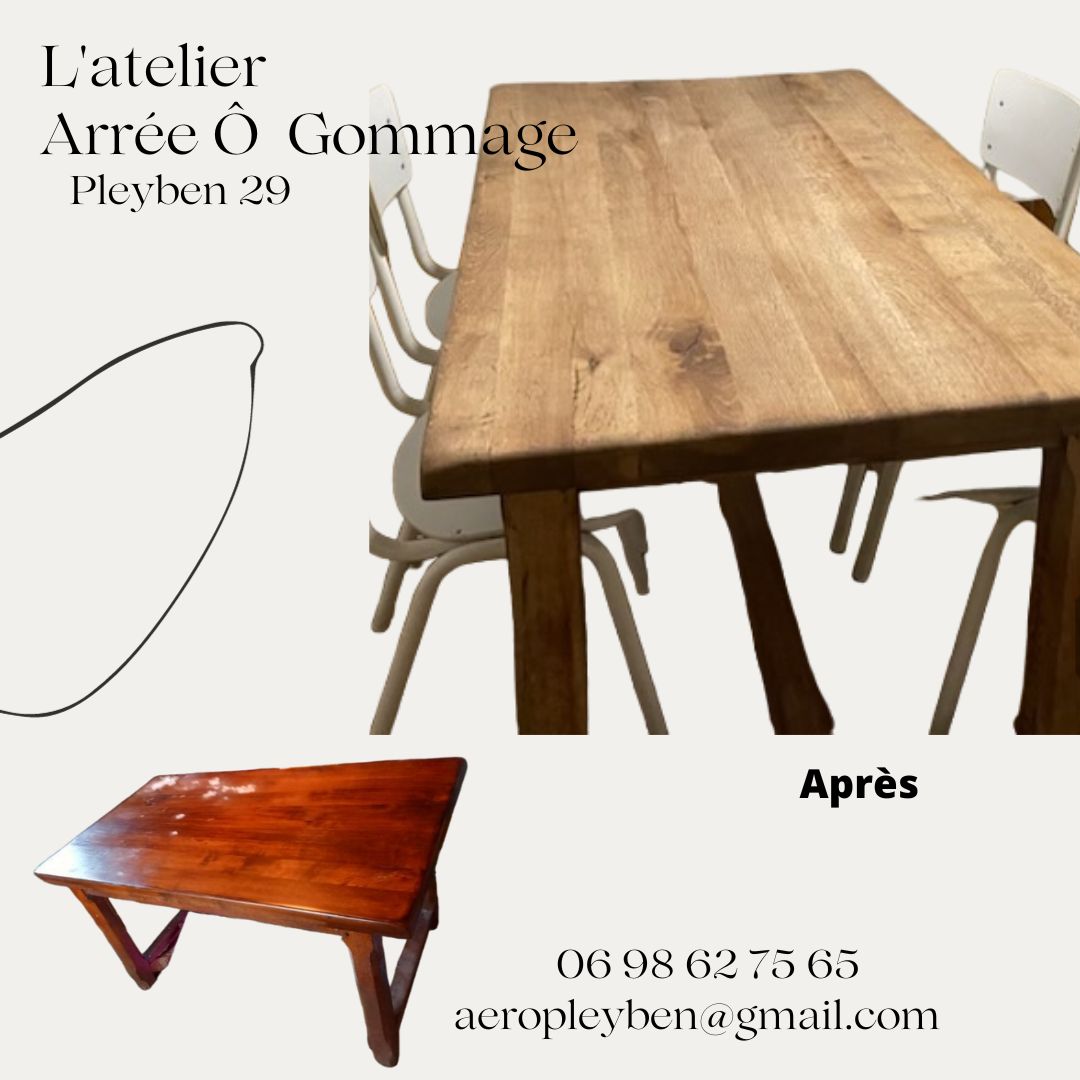 Table de ferme aérogommage : avant/après sur pleyben 29