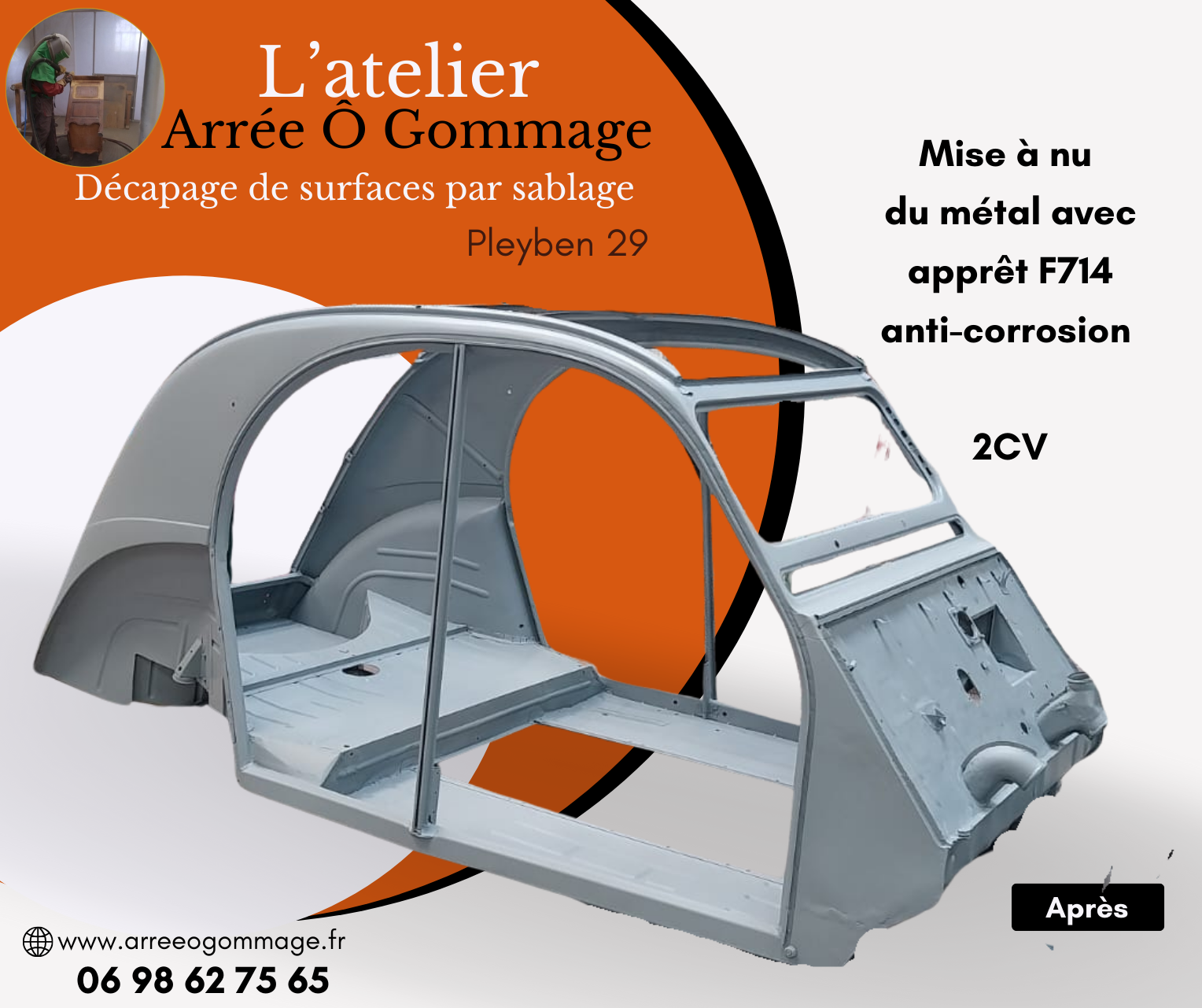 Décapage par aérogommage véhicule caisse 2CV